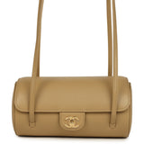 Chanel Preppy Coco Bowling Bag Dark Beige Shiny Caviar Brushed Gold Hardware