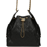 Chanel Medium 25 Hobo Bag Black Caviar Antique Gold Hardware
