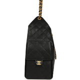 Chanel Medium 25 Hobo Bag Black Caviar Antique Gold Hardware