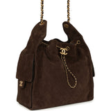 Chanel Medium 25 Hobo Bag Dark Brown Suede Antique Gold Hardware