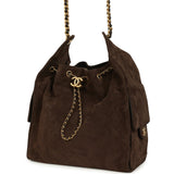 Chanel Medium 25 Hobo Bag Dark Brown Suede Antique Gold Hardware