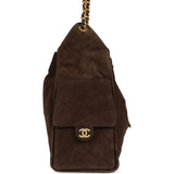 Chanel Medium 25 Hobo Bag Dark Brown Suede Antique Gold Hardware