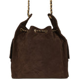 Chanel Medium 25 Hobo Bag Dark Brown Suede Antique Gold Hardware