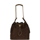 Chanel Medium 25 Hobo Bag Dark Brown Suede Antique Gold Hardware