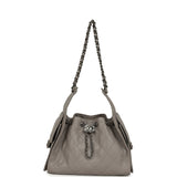 Chanel Small 25 Hobo Bag Dark Grey Caviar Antique Ruthenium Hardware