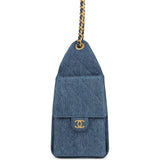 Chanel Small 25 Hobo Bag Blue Washed Denim Antique Gold Hardware