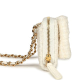 Chanel VIP Wallet on Chain WOC Bow White Tweed Gold Hardware