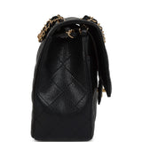 Pre-owned Chanel Jumbo Classic Double Flap Bag Black Caviar Gold Hardware