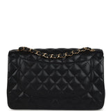 Pre-owned Chanel Jumbo Classic Double Flap Bag Black Caviar Gold Hardware