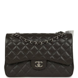 Chanel Jumbo Classic Double Flap Bag Dark Grey Caviar Silver Hardware