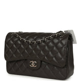 Chanel Jumbo Classic Double Flap Bag Dark Grey Caviar Silver Hardware