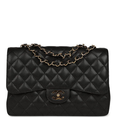 Chanel Jumbo Classic Single Flap Bag Black Caviar Gold Hardware