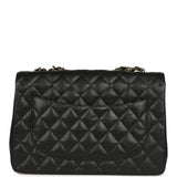 Chanel Jumbo Classic Single Flap Bag Black Caviar Gold Hardware