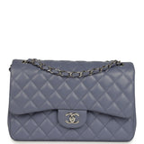Chanel Jumbo Classic Double Flap Bag Purple Lambskin Silver Hardware