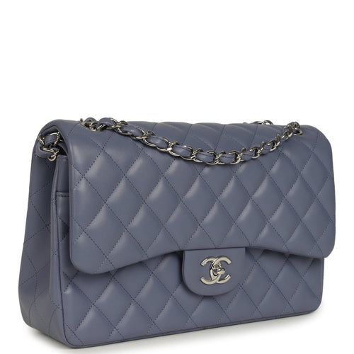 Chanel Jumbo Classic Double Flap Bag Purple Lambskin Silver Hardware