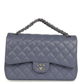 Chanel Jumbo Classic Double Flap Bag Purple Lambskin Silver Hardware