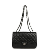 Chanel Jumbo Classic Single Flap Bag Black Caviar Silver Hardware