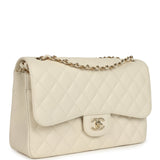 Chanel Jumbo Classic Double Flap Bag Cream Caviar Gold Hardware