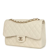Chanel Jumbo Classic Double Flap Bag Cream Caviar Gold Hardware