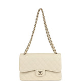 Chanel Jumbo Classic Double Flap Bag Cream Caviar Gold Hardware