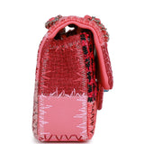 Chanel Medium Flap Bag Pink Patchwork Tweed Silver Hardware