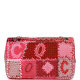 Chanel Medium Flap Bag Pink Patchwork Tweed Silver Hardware