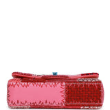 Chanel Medium Flap Bag Pink Patchwork Tweed Silver Hardware