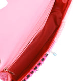 Chanel Medium Flap Bag Pink Patchwork Tweed Silver Hardware