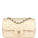 Chanel Mini Rectangular Flap Bag Iridescent Ivory Lambskin Light Gold Hardware