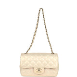 Chanel Mini Rectangular Flap Bag Iridescent Ivory Lambskin Light Gold Hardware