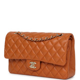 Chanel Medium Classic Double Flap Bag Caramel Shiny Caviar Light Gold Hardware