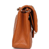 Chanel Medium Classic Double Flap Bag Caramel Shiny Caviar Light Gold Hardware