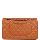 Chanel Medium Classic Double Flap Bag Caramel Shiny Caviar Light Gold Hardware