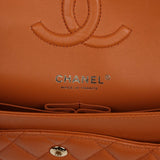 Chanel Medium Classic Double Flap Bag Caramel Shiny Caviar Light Gold Hardware