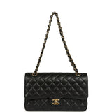 Pre-owned Chanel Medium Classic Double Flap Black Caviar Gold Hardware