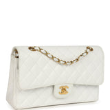 Vintage Chanel Medium Classic Double Flap White Caviar Gold Hardware