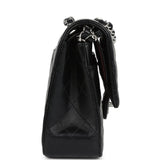 Pre-owned Chanel Medium Classic Double Flap Bag Black Lambskin Silver Hardware