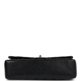 Pre-owned Chanel Medium Classic Double Flap Bag Black Lambskin Silver Hardware