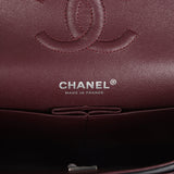 Pre-owned Chanel Medium Classic Double Flap Bag Black Lambskin Silver Hardware