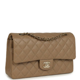 Chanel Medium Classic Double Flap Bag Light Brown Caviar Light Gold Hardware