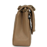 Chanel Medium Classic Double Flap Bag Light Brown Caviar Light Gold Hardware
