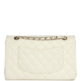 Pre-owned Chanel Medium Classic Double Flap White Caviar Light Gold Hardware