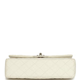 Pre-owned Chanel Medium Classic Double Flap White Caviar Light Gold Hardware