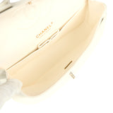 Pre-owned Chanel Medium Classic Double Flap White Caviar Light Gold Hardware