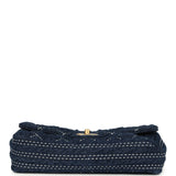 Pre-owned Chanel Medium Classic Flap Bag Blue Denim Aged Gold Hardware