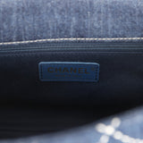 Pre-owned Chanel Medium Classic Flap Bag Blue Denim Aged Gold Hardware