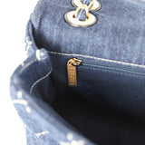 Pre-owned Chanel Medium Classic Flap Bag Blue Denim Aged Gold Hardware