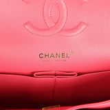 Pre-owned Chanel Medium Classic Double Flap Bag Dark Pink Shiny Caviar Gold Hardware