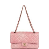 Pre-owned Chanel Medium Classic Double Flap Bag Pink Iridescent Ombre Goatskin Light Gold Hardware