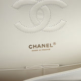 Chanel Medium Classic Double Flap White Caviar Light Gold Hardware